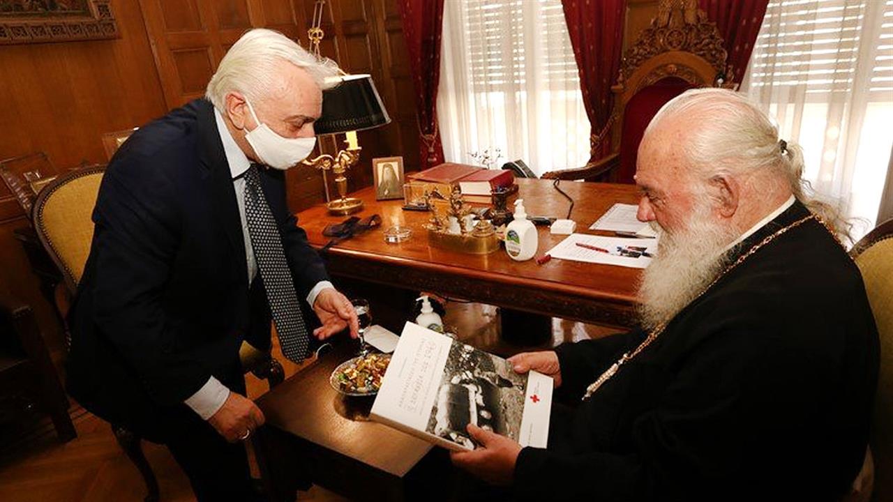 Συνάντηση Αρχιεπισκόπου Ιερωνύμου με τον πρόεδρο του Ελληνικού Ερυθρού Σταυρού
