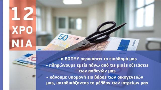 Καμπάνια ενημέρωσης του ΙΣΑ για το claw back ‘’που απειλεί την οικονομική επιβίωση των εργαστηριακών και κλινικοεργαστηριακών ιατρών’’