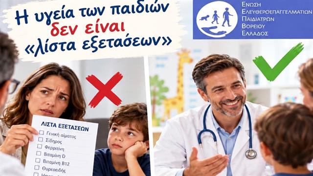 Παιδίατροι Βορείου Ελλάδος: Η Υγεία των παιδιών δεν είναι λίστα εξετάσεων