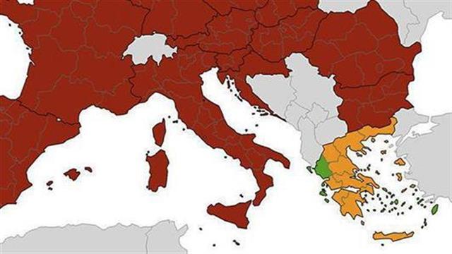 ECDC: Στην Ελλάδα, οι μόνες "πράσινες" περιοχές της Ευρώπης